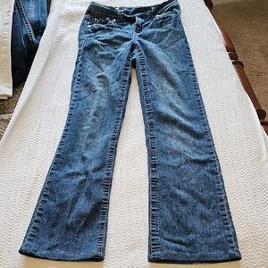 Cache Blue Flare Wide Leg Jeans